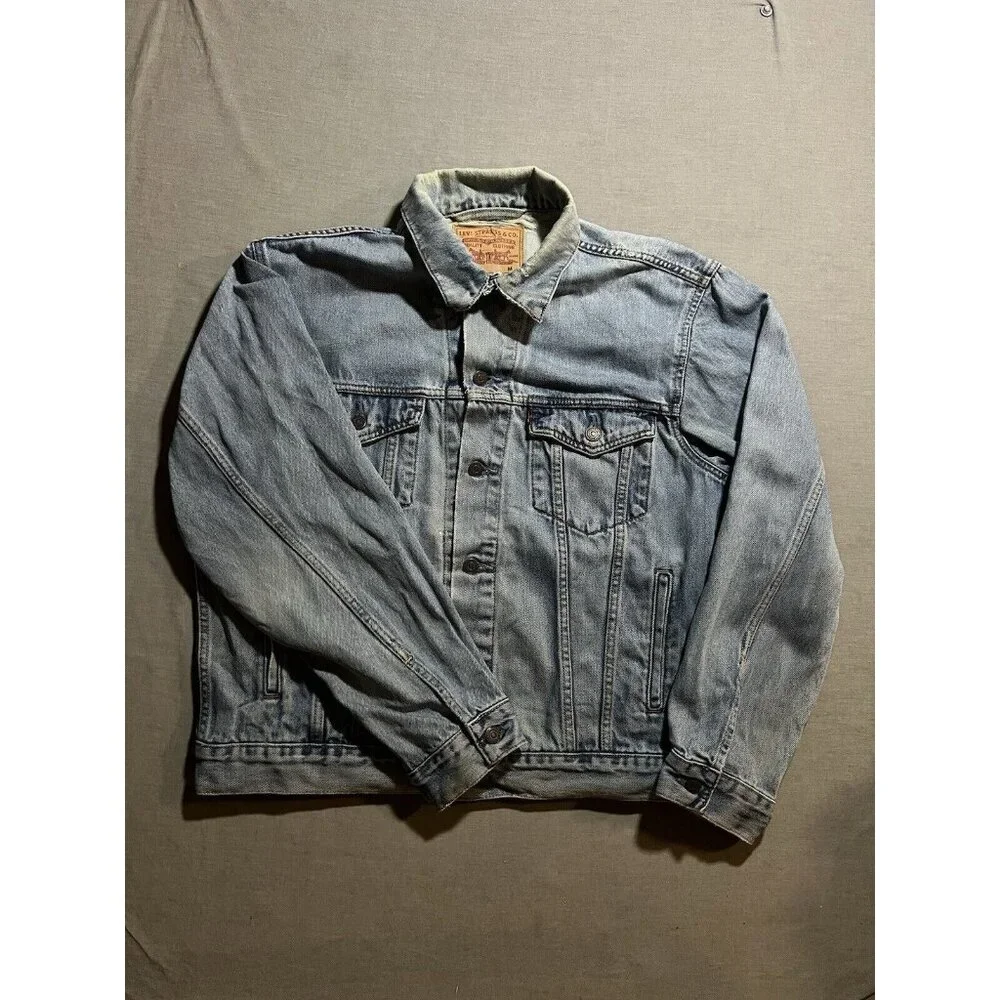 Vintage LEVIS 507 Denim Jacket Mens M Blue‎ Faded Distressed Button Adult.